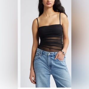 NWOT Open Edit Ruched top black XX-small